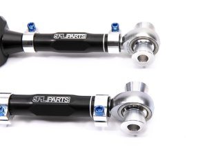 Tesla Model 3 Suspension Control Arms - Rear - SPL Parts - Gun Drilled 2024 Aluminum + Blue Anodized Titanium Socket Head Cap Screws - Black Anodized - `17-`27